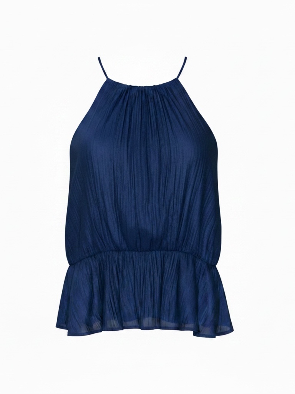 NWT - XXL Worthington Navy Pleated Halter Peplum Camisole Top